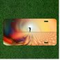 Custom Personalized License Plate Tag With Colorful Swirl With Women In Light