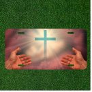 Custom Personalized License Plate Auto Tag With Mystical Glowing Jesus Cross NEW