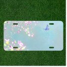 Custom Personalized License Plate Tag With Amazing Butterfly With White Flowers