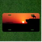 Custom Personalized License Plate Auto Tag With Person On Horse By Cliff Sunset