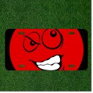 Custom Personalized License Plate Auto Tag With Red Emoji Face Wise Guy Design