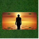 Custom Personalized License Plate Auto Tag With Women In Ocean Sunset Add Names