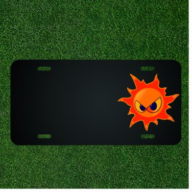Custom Personalized License Plate With Add Names To Orange Sun Emoji Face Design
