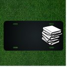 Custom Personalized License Plate With Add Names To Stack Of White Books Design