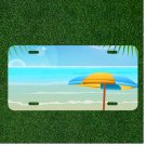 Custom Personalized License Plate Auto Tag With Ocean Umbrella Add Names