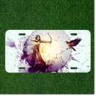 Custom Personalized License Plate Auto Tag With Girl With Bow And Eagle Design