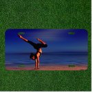 Custom Personalized License Plate Auto Tag With Women Doing Hand Stand Add Names