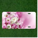 Custom Personalized License Plate Auto Tag With Stunning White And Pink Flowers