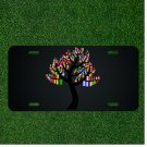 Custom Personalized License Plate Tag With Fancy Black Tree With Colorful Leaves