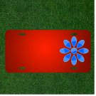 Custom Personalized License Plate With Add Names To Flower Petals Blue Glossy
