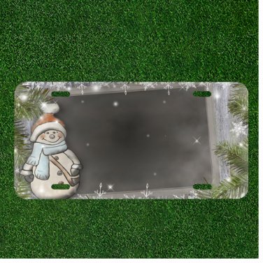 Snowman Christmas Fir Green Custom Novelty License Plate Car Tag