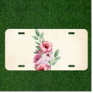 Creative License Plate Auto Tag With Simple Pink Flowers