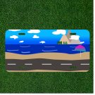 Custom Personalized License Plate Auto Tag With Cartoon Ocean View Design