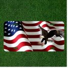 Custom Personalized License Plate Tag With American Eagle Flying On USA Flag