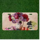 Creative License Plate Auto Tag With Pink And Purple Flowers With Fruits