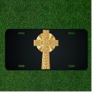 Custom Personalized License Plate Auto Tag With Fancy Gold Jesus Cross Design