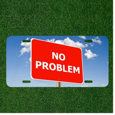 Custom Personalized License Plate Auto Tag With No Problem Red Sign Design