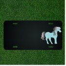 Custom Personalized License Plate With Add Names To Blue Unicorn Horse Design