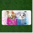 Custom Personalized License Plate Auto Tag With Two Magical Dogs Design CUTE