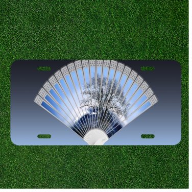 Custom Personalized License Plate Auto Tag With Chinese Folding Fan Design NEW