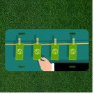 Custom Personalized Auto Tag With Money On A Clothing Line Design