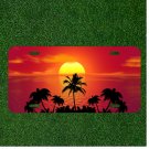 Custom Personalized License Plate Auto Tag With Incredbile Red Sunset Add Names