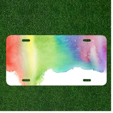 Custom Personalized License Plate Auto Tag With Rainbow Tie Dye Add Names