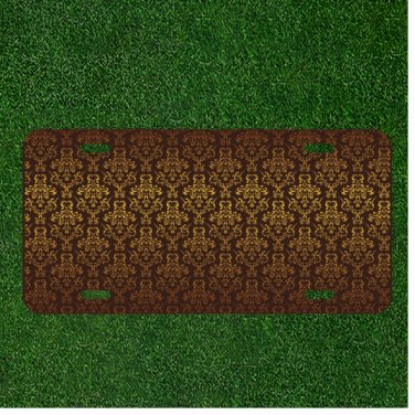 Creative License Plate Auto Tag With Fancy Golden And Black Background Design