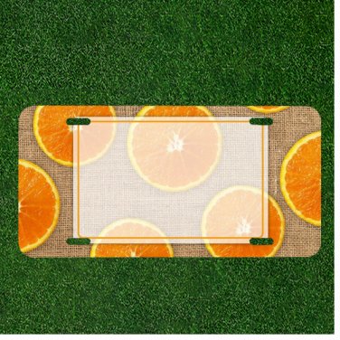 Custom Personalized License Plate Auto Tag With Fancy Oranges Design Add Names