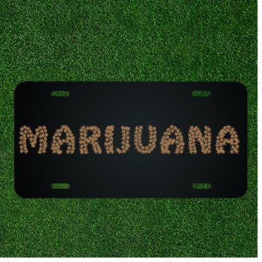 Custom Personalized License Plate Auto Tag With Marijuana Design