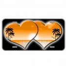 Custom Personalized License Plate Car Tag With Orange Hearts and View Add Names