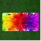 Custom Personalized License Plate Auto Tag With Colorful Rainbow Tie Dye Splash