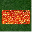 Custom Personalized License Plate Tag With Stunning Gold Outline Red Hearts NEW