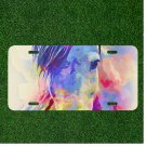 Custom Personalized Auto Tag With Colorful Part Of Horses Face Design Art