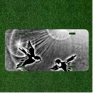 Custom Personalized License Plate Tag With Amazing Black And White Birds Light