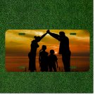 Custom Personalized License Plate Auto Tag With Parents And Kids Sunset View