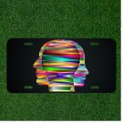 Custom Personalized License Plate Auto Tag With Man And Women Colorful Heads