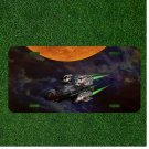 Custom Personalized License Plate Auto Tag With Space Spaceship Moon Design