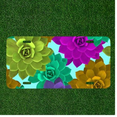 Custom Personalized License Plate Auto Tag With Colorful Flowers Design NEW