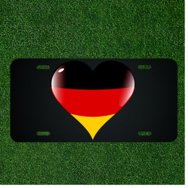 Custom Personalized License Plate Auto Tag With Fancy Germany Flag Heart Design