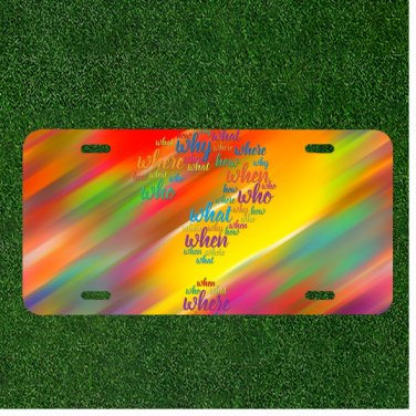 Custom Personalized License Plate Auto Tag With Who What Where When How Design