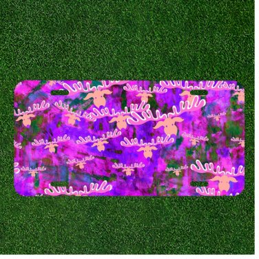 Custom Personalized License Plate Auto Tag With Purple Deer Antler Design NEW