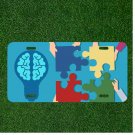 Custom Personalized License Plate Auto Tag With Puzzle And Brain Design