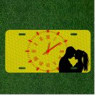 Custom Personalized License Plate Auto Tag With Time Clock Love Couple Design