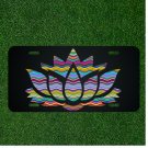 Custom Personalized License Plate Auto Tag With Colorful Fancy Flower Like View