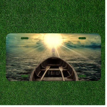 Custom Personalized License Plate Auto Tag With Boat To Sunlight View Design
