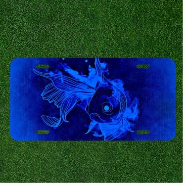 Custom Personalized License Plate Auto Tag With Stunning Blue Fish Design Art