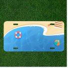 Custom Personalized License Plate Auto Tag With Lifeguard Tube And Beach Ball