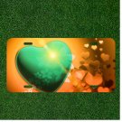 Custom Personalized License Plate Auto Tag With Green Heart And Brown Hearts