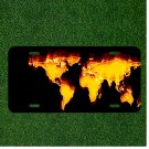Custom Personalized License Plate Auto Tag With Planet Earth Map In Flames